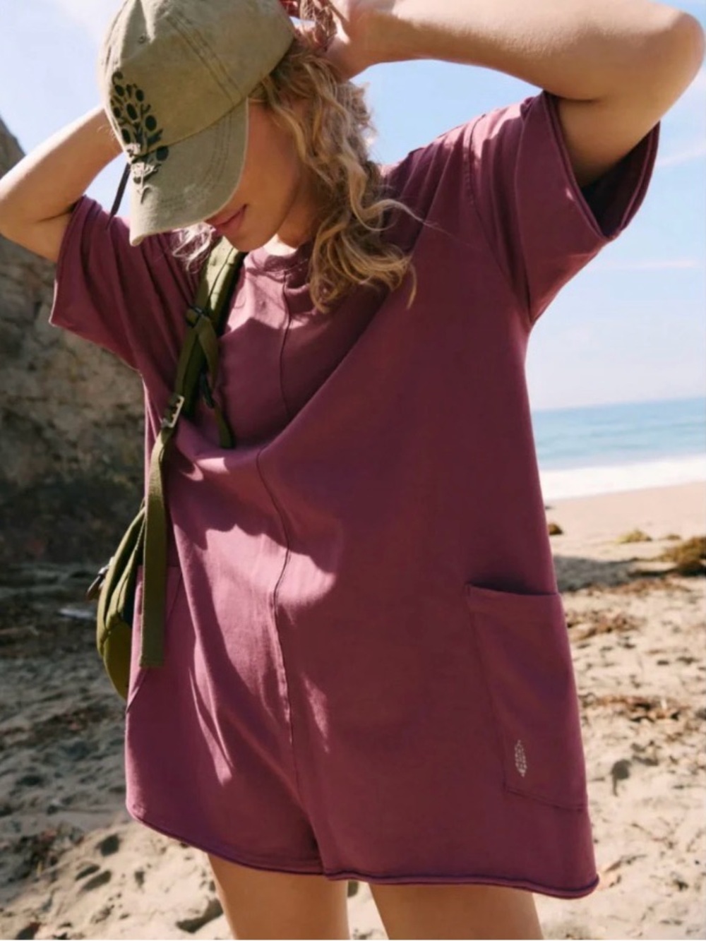 Free People - Movement Hot Shot Vibrant Purple Pocket  Reversible Romper Size XS